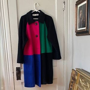 Vintage Carol Horn 80-90s Colorblock Wool Coat